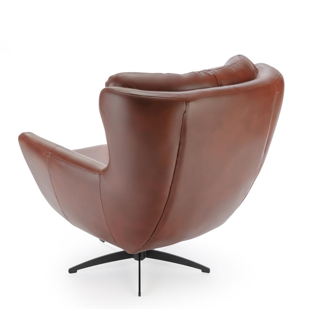Clayton Caramel Tufted Faux Leather Swivel Chair. Picture 5