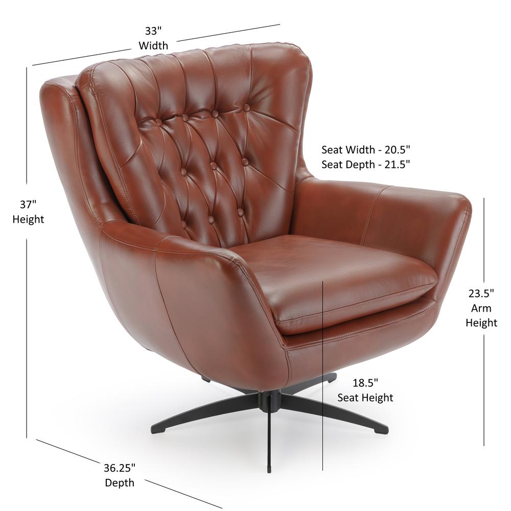 Clayton Caramel Tufted Faux Leather Swivel Chair. Picture 7