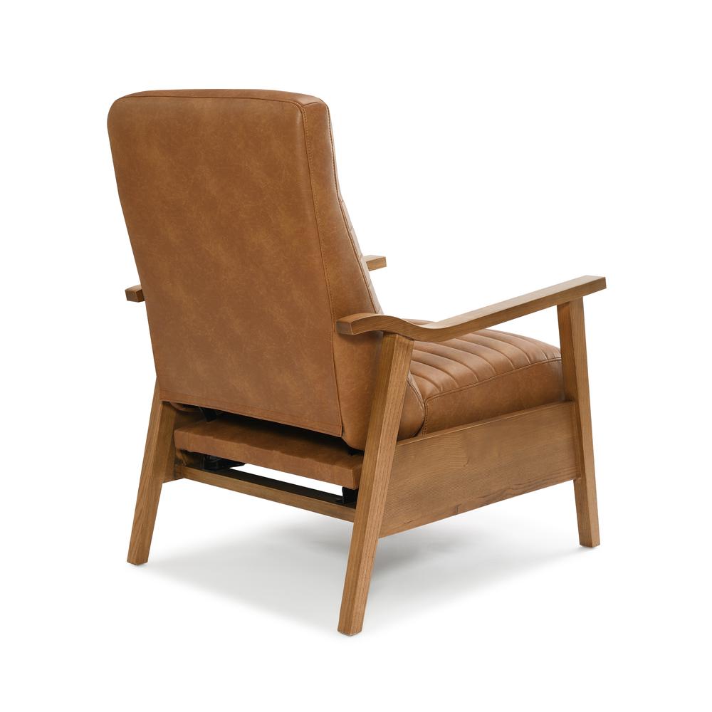 Arthur Wood Arm Push Back Recliner - Saddle Brown. Picture 5