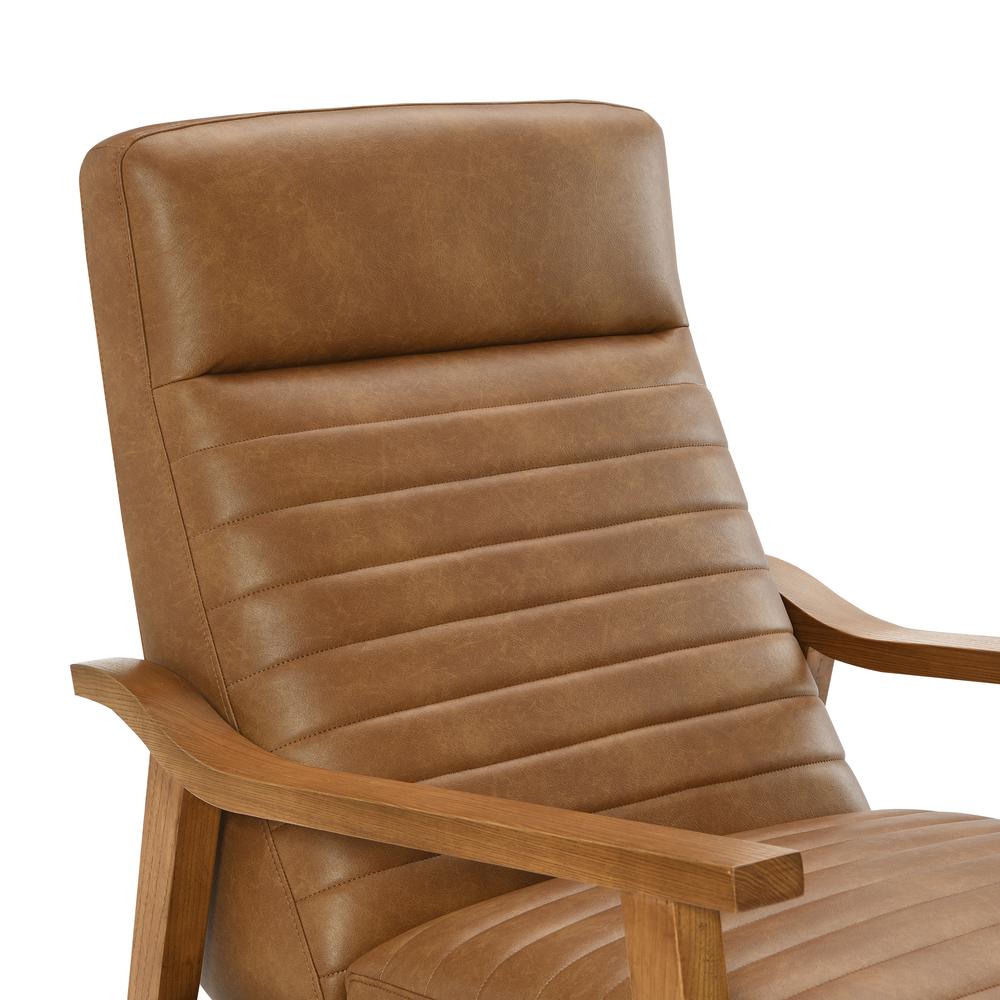 Arthur Wood Arm Push Back Recliner - Saddle Brown. Picture 7