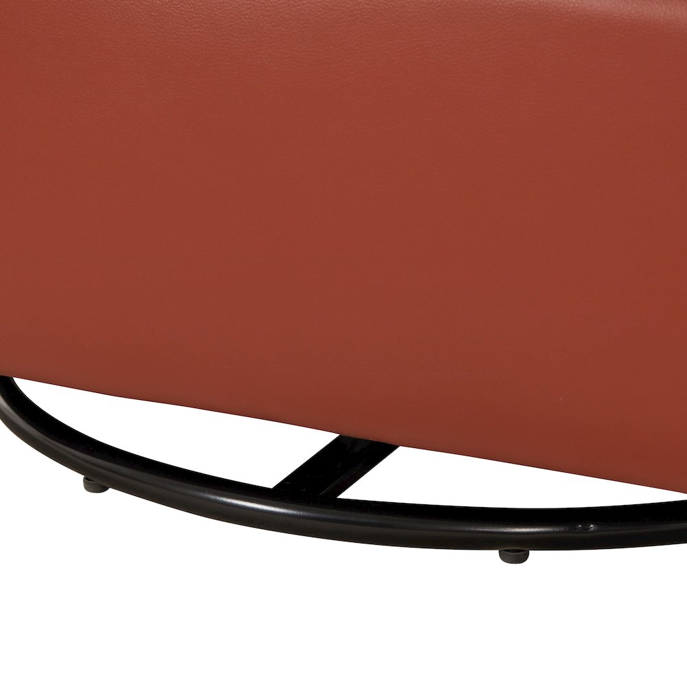 Caramel Top Grain Leather Swivel Glider Barrel Chair. Picture 18