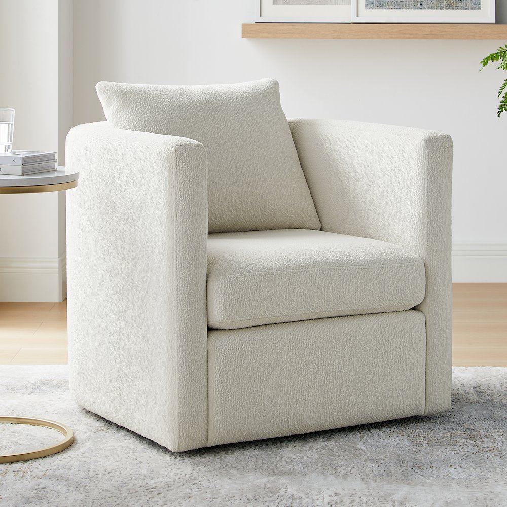 Sheldon Ivory Performance Fabric Swivel Barrel Chair. Picture 3