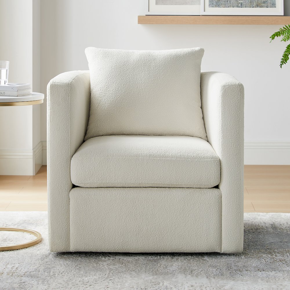 Sheldon Ivory Performance Fabric Swivel Barrel Chair. Picture 9