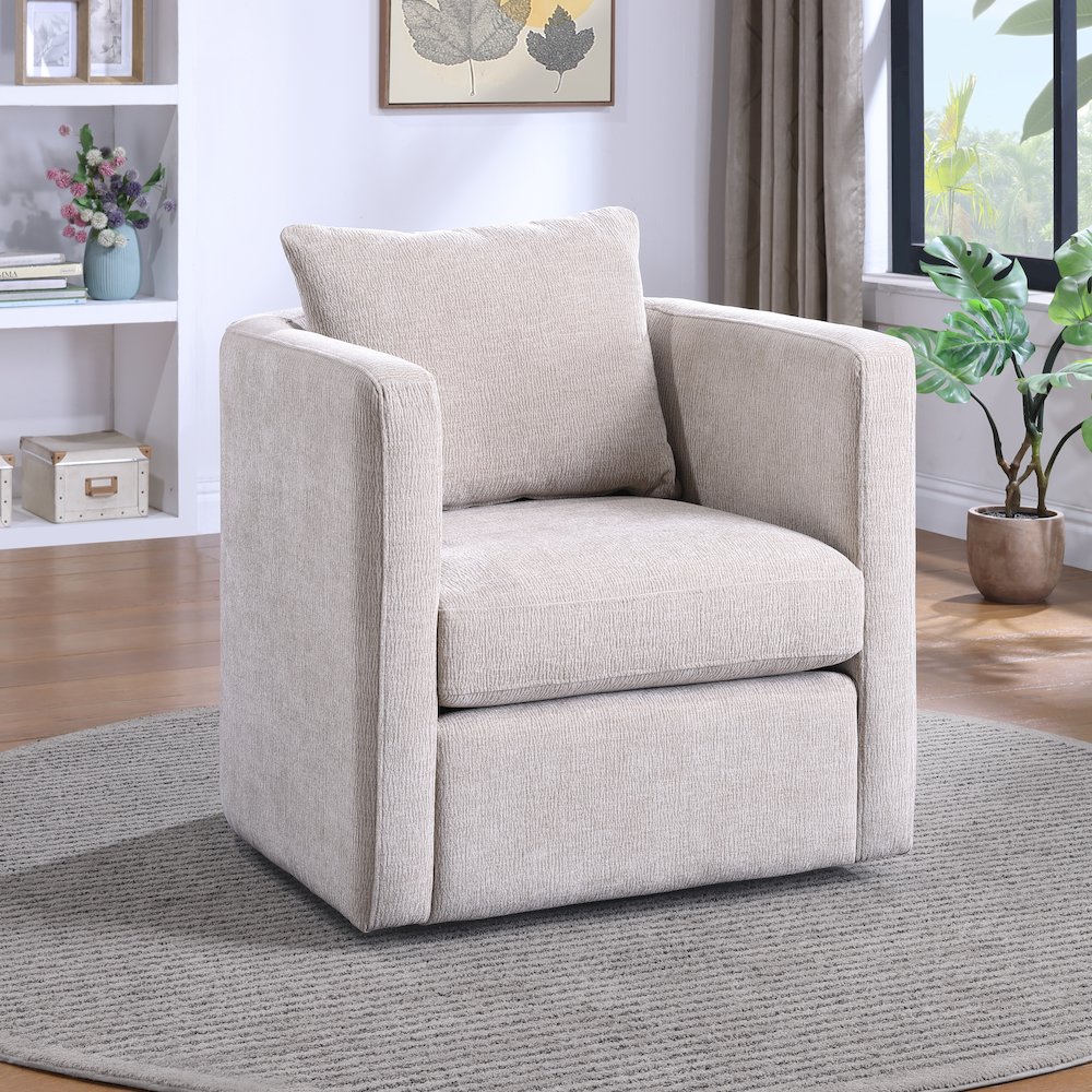 Sheldon Linen Swivel Barrel Chair. Picture 3