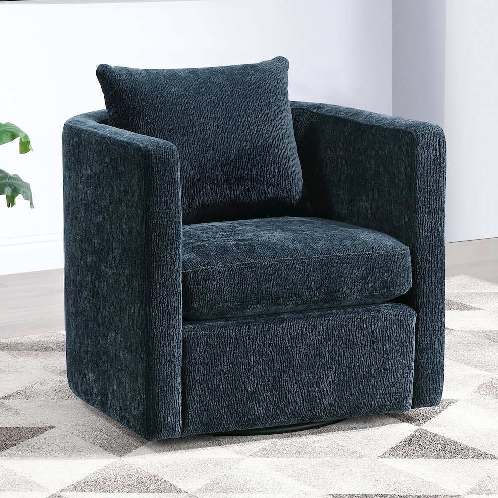 Sheldon Navy Blue Swivel Barrel Chair. Picture 4