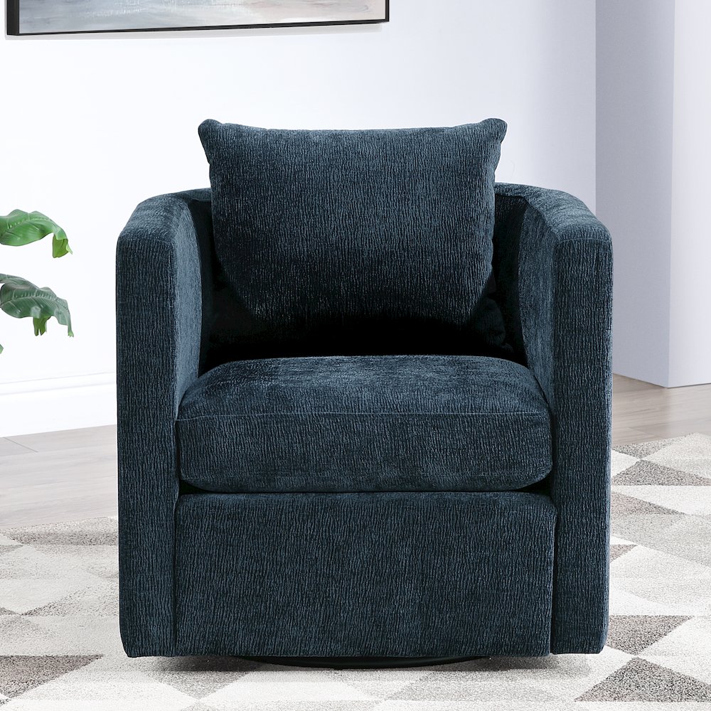 Sheldon Navy Blue Swivel Barrel Chair. Picture 10