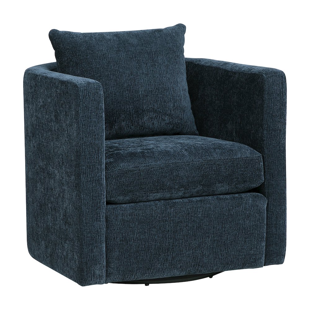 Sheldon Navy Blue Swivel Barrel Chair. Picture 1