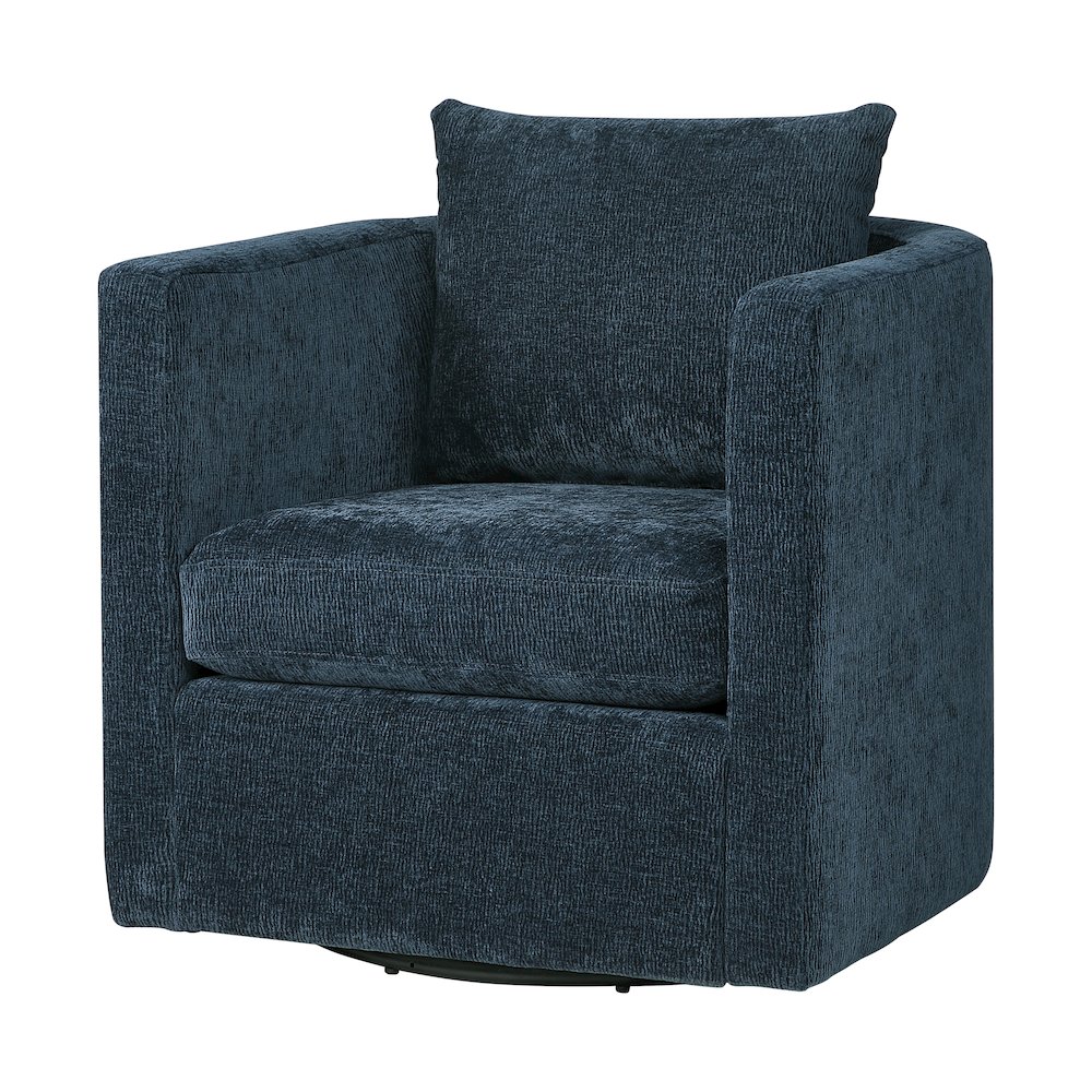 Sheldon Navy Blue Swivel Barrel Chair. Picture 3