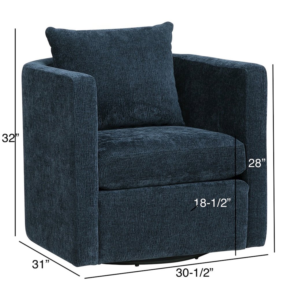Sheldon Navy Blue Swivel Barrel Chair. Picture 15