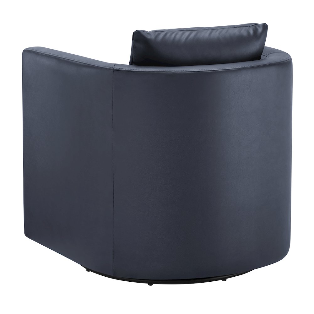 Sheldon Midnight Blue Faux Leather Swivel Barrel Chair. Picture 6