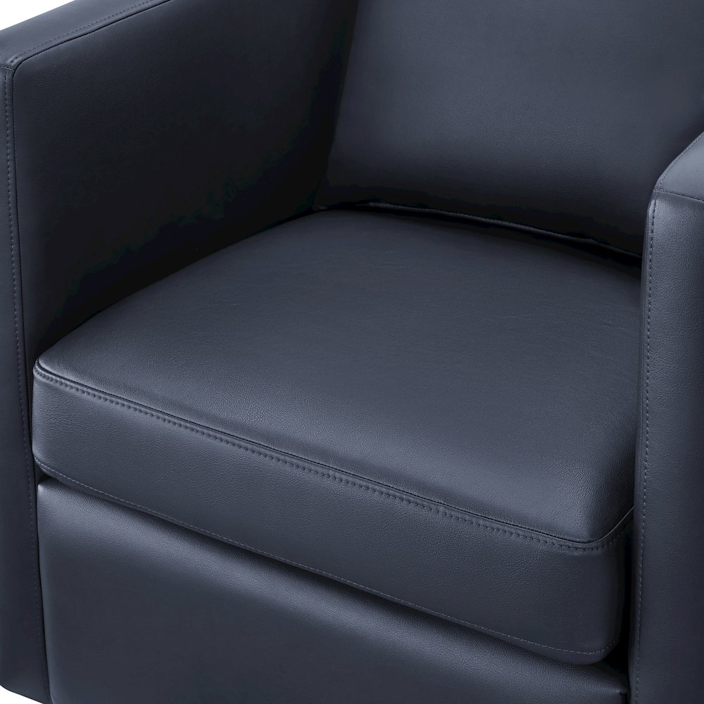Sheldon Midnight Blue Faux Leather Swivel Barrel Chair. Picture 8