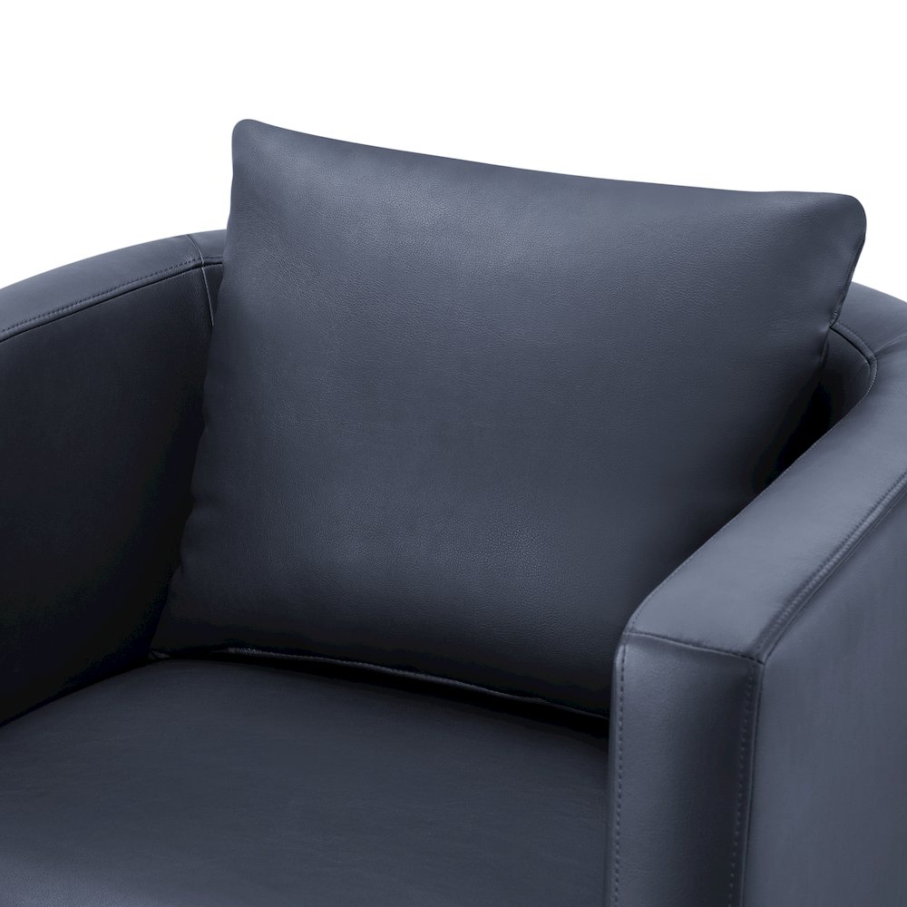 Sheldon Midnight Blue Faux Leather Swivel Barrel Chair. Picture 9