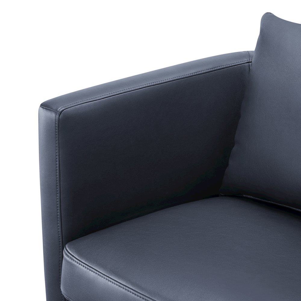 Sheldon Midnight Blue Faux Leather Swivel Barrel Chair. Picture 11