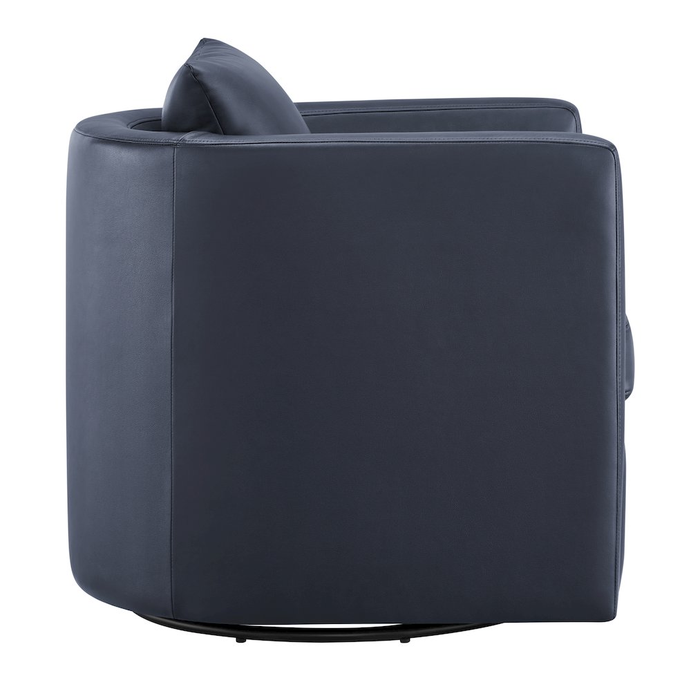 Sheldon Midnight Blue Faux Leather Swivel Barrel Chair. Picture 14