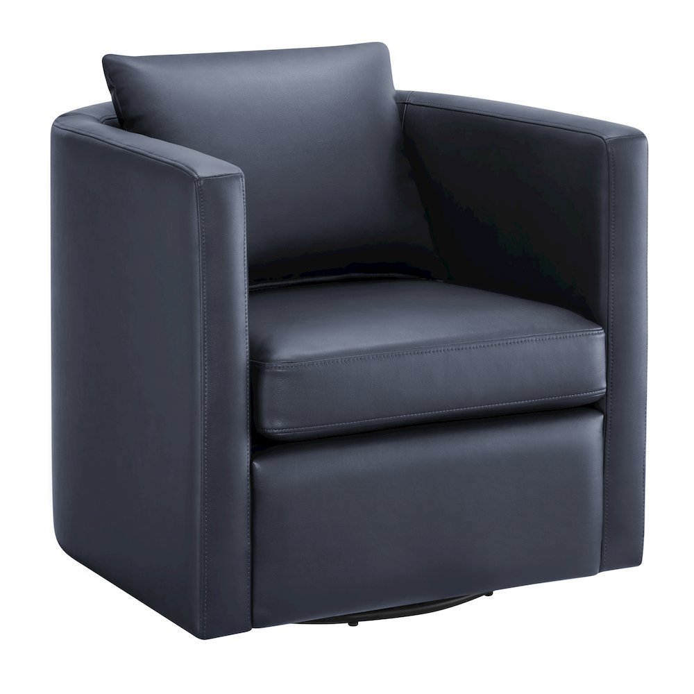 Sheldon Midnight Blue Faux Leather Swivel Barrel Chair. Picture 15