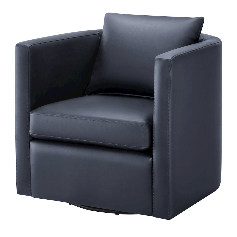 Sheldon Midnight Blue Faux Leather Swivel Barrel Chair. Picture 17