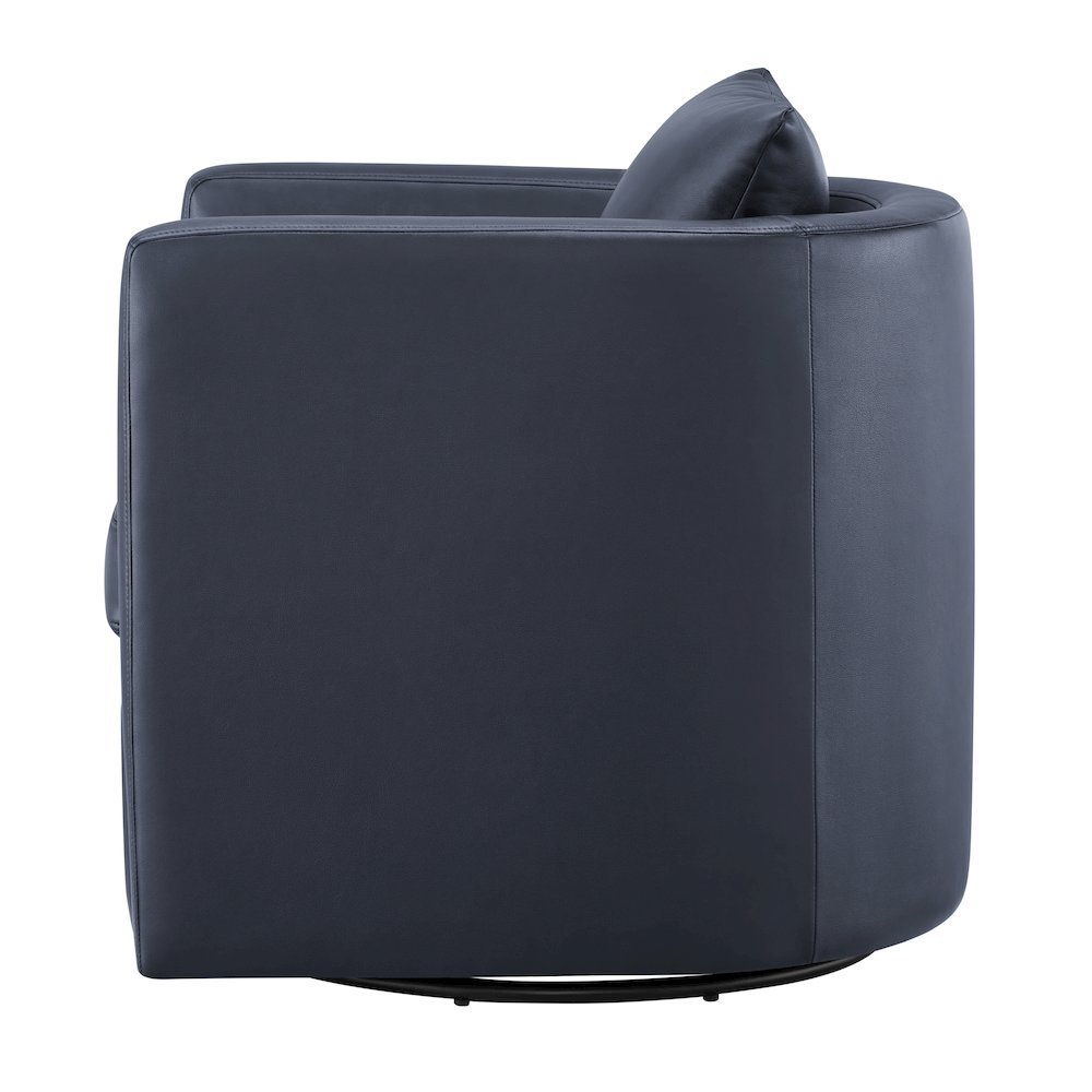 Sheldon Midnight Blue Faux Leather Swivel Barrel Chair. Picture 18
