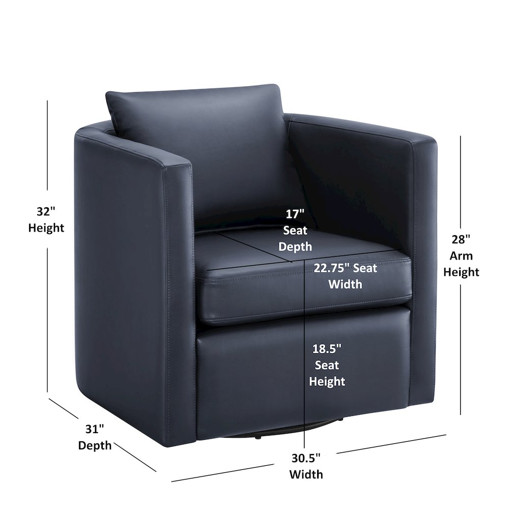 Sheldon Midnight Blue Faux Leather Swivel Barrel Chair. Picture 19