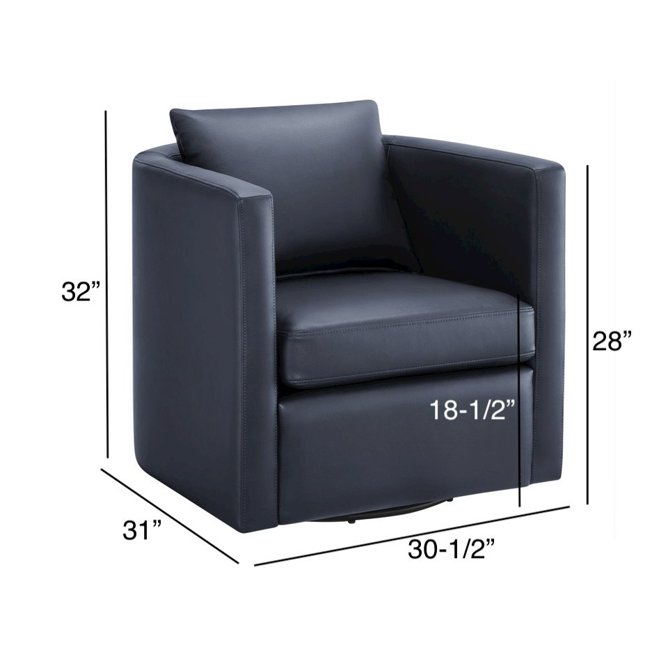 Sheldon Midnight Blue Faux Leather Swivel Barrel Chair. Picture 20