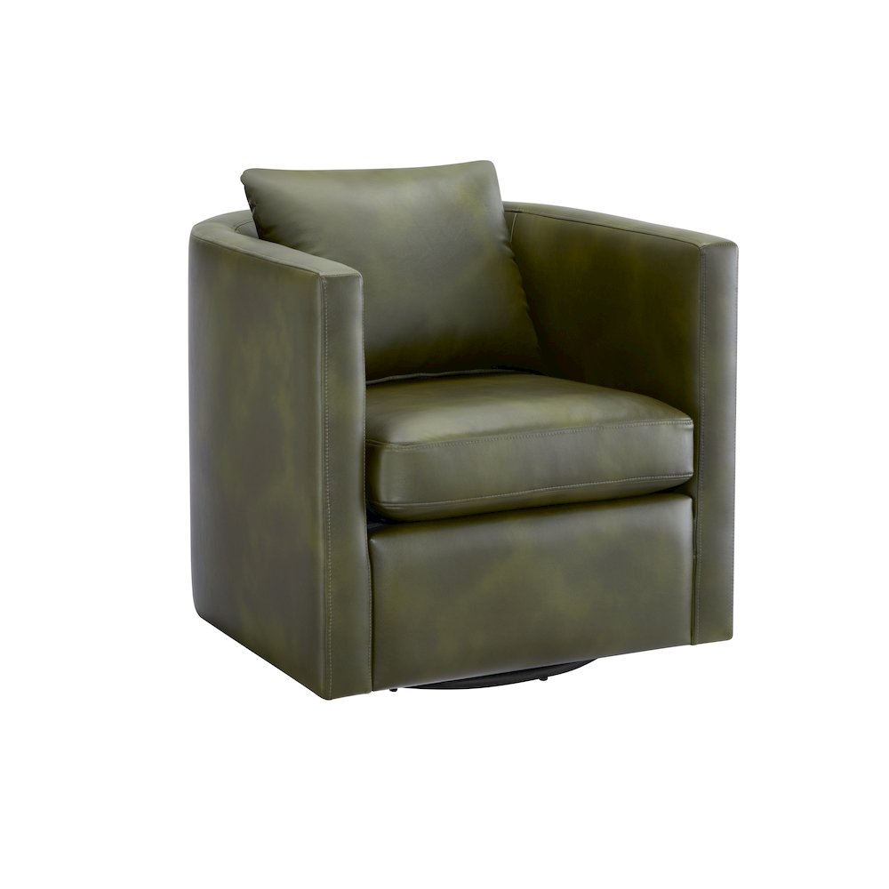Sheldon Fern Green Faux Leather Swivel Barrel Chair. Picture 2