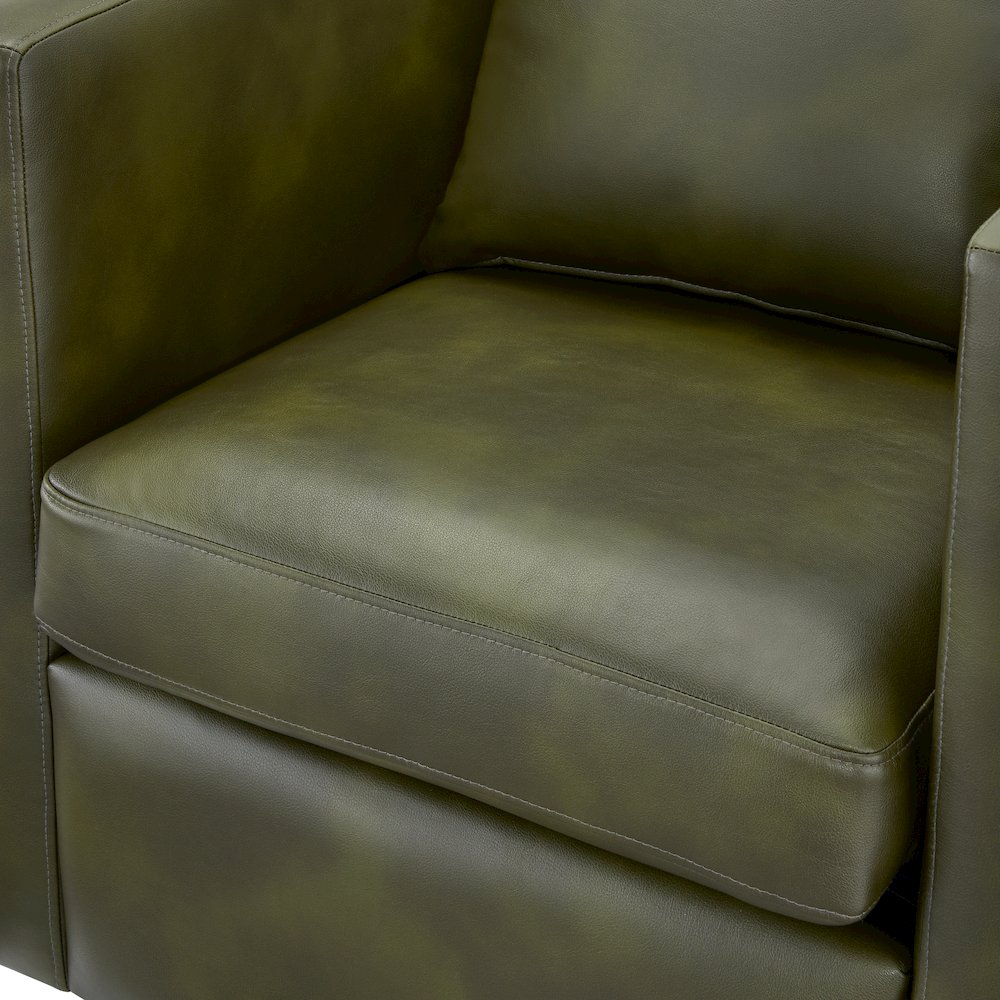 Sheldon Fern Green Faux Leather Swivel Barrel Chair. Picture 8