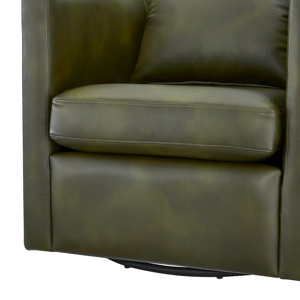 Sheldon Fern Green Faux Leather Swivel Barrel Chair. Picture 9