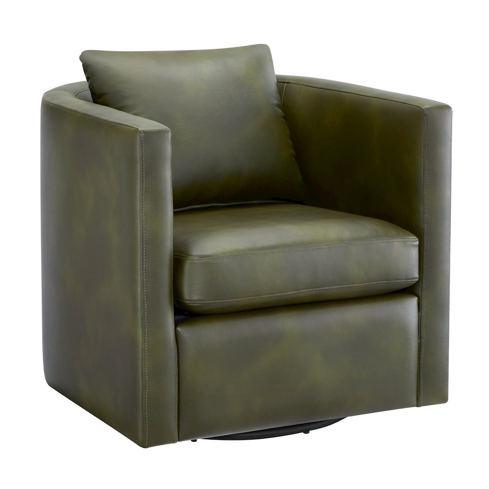 Sheldon Fern Green Faux Leather Swivel Barrel Chair. Picture 1