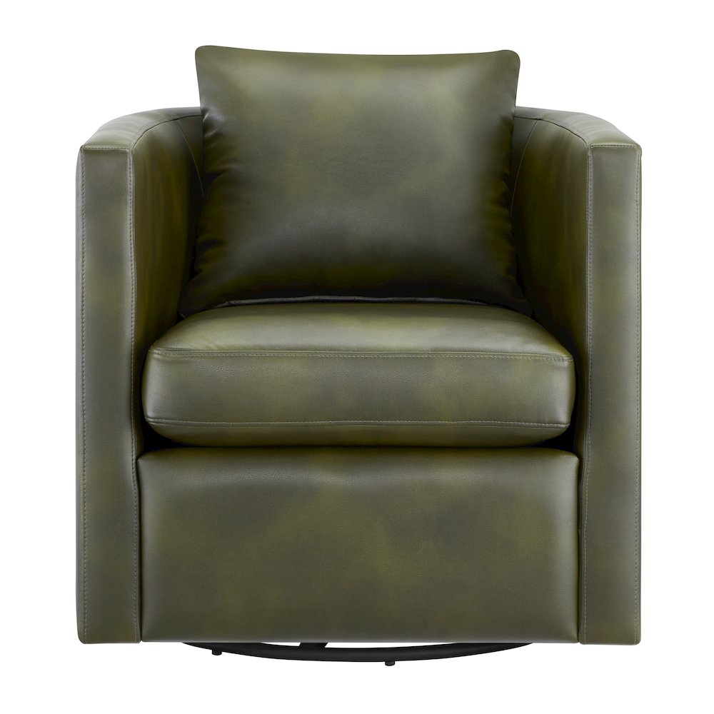 Sheldon Fern Green Faux Leather Swivel Barrel Chair. Picture 12