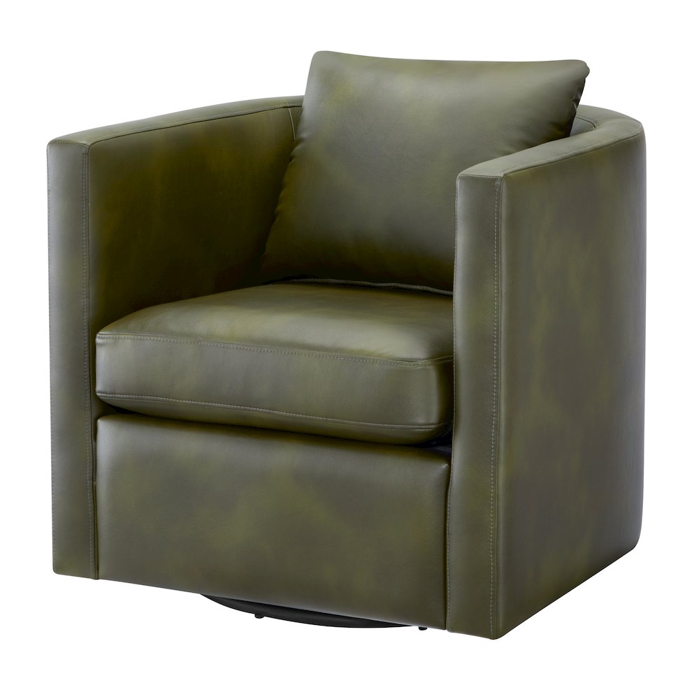 Sheldon Fern Green Faux Leather Swivel Barrel Chair. Picture 15