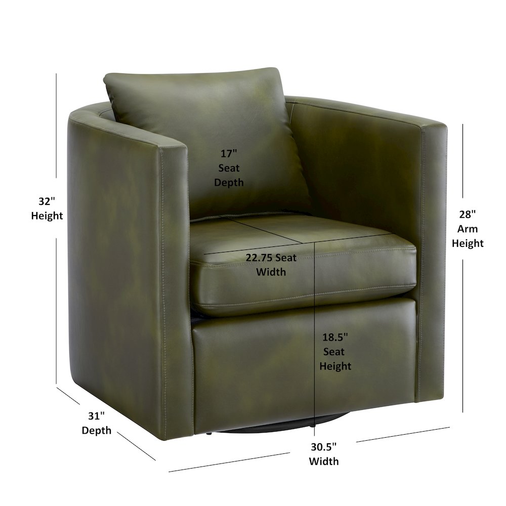 Sheldon Fern Green Faux Leather Swivel Barrel Chair. Picture 18