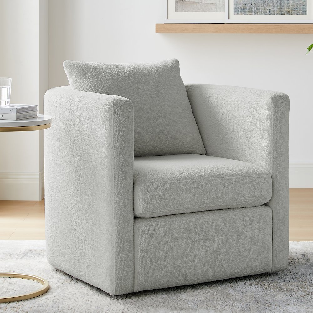 Sheldon Grey Performance Fabric Swivel Barrel Chair. Picture 3