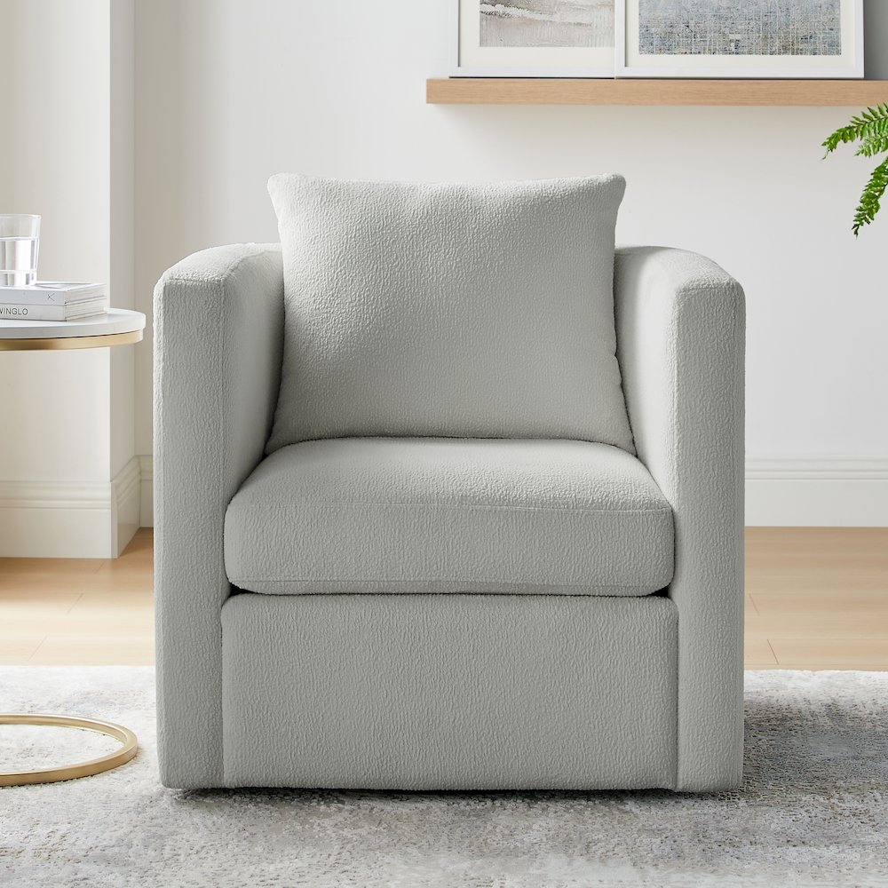 Sheldon Grey Performance Fabric Swivel Barrel Chair. Picture 9