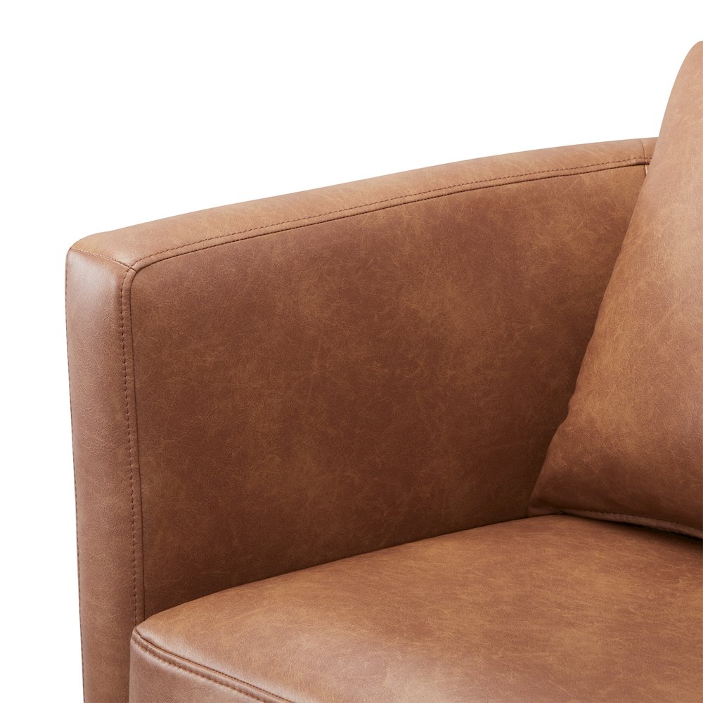 Sheldon Saddle Faux Leather Swivel Barrel Chair. Picture 7