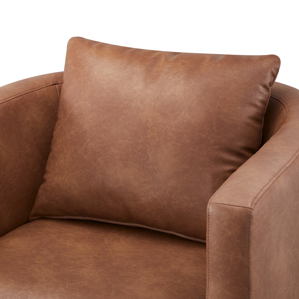 Sheldon Saddle Faux Leather Swivel Barrel Chair. Picture 8