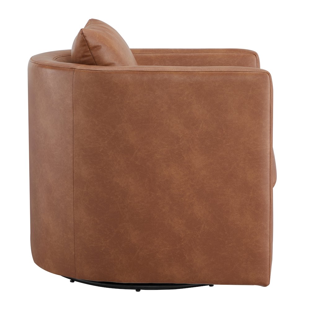 Sheldon Saddle Faux Leather Swivel Barrel Chair. Picture 13
