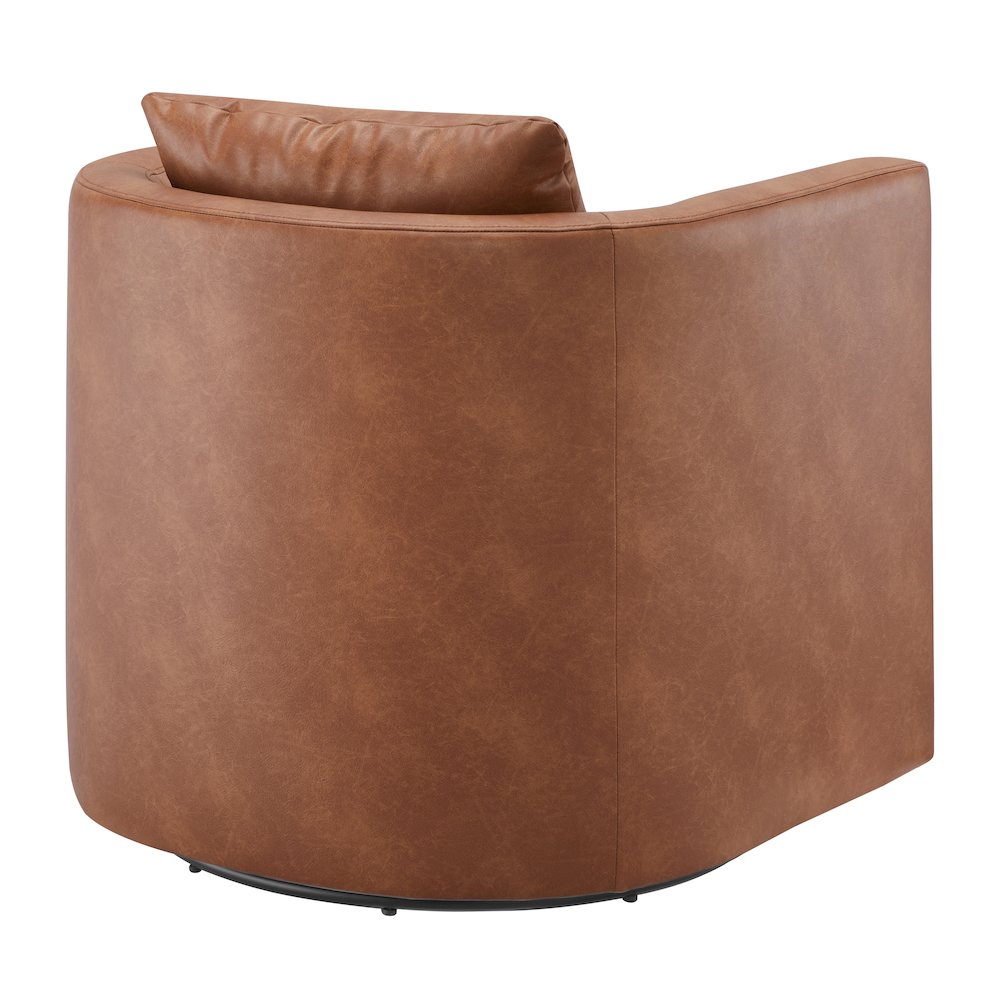 Sheldon Saddle Faux Leather Swivel Barrel Chair. Picture 14