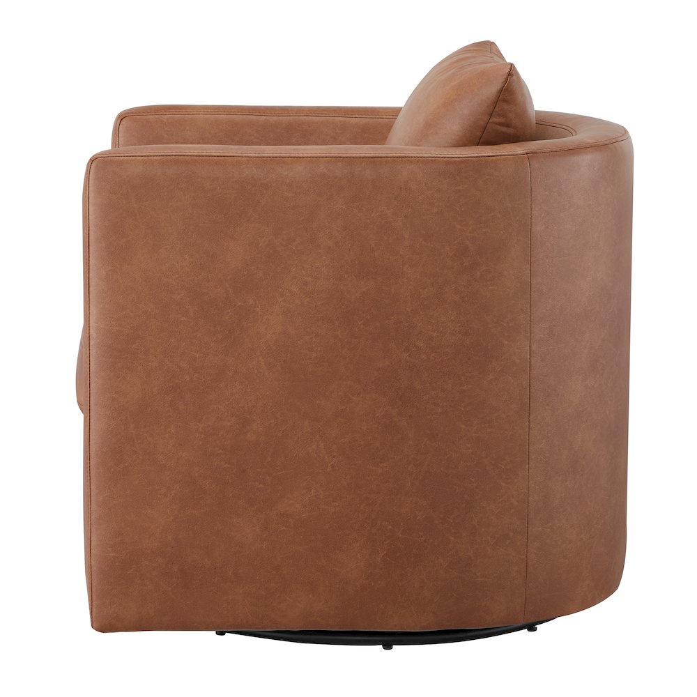 Sheldon Saddle Faux Leather Swivel Barrel Chair. Picture 16