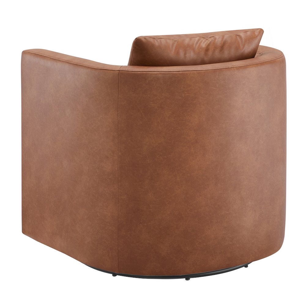 Sheldon Saddle Faux Leather Swivel Barrel Chair. Picture 17