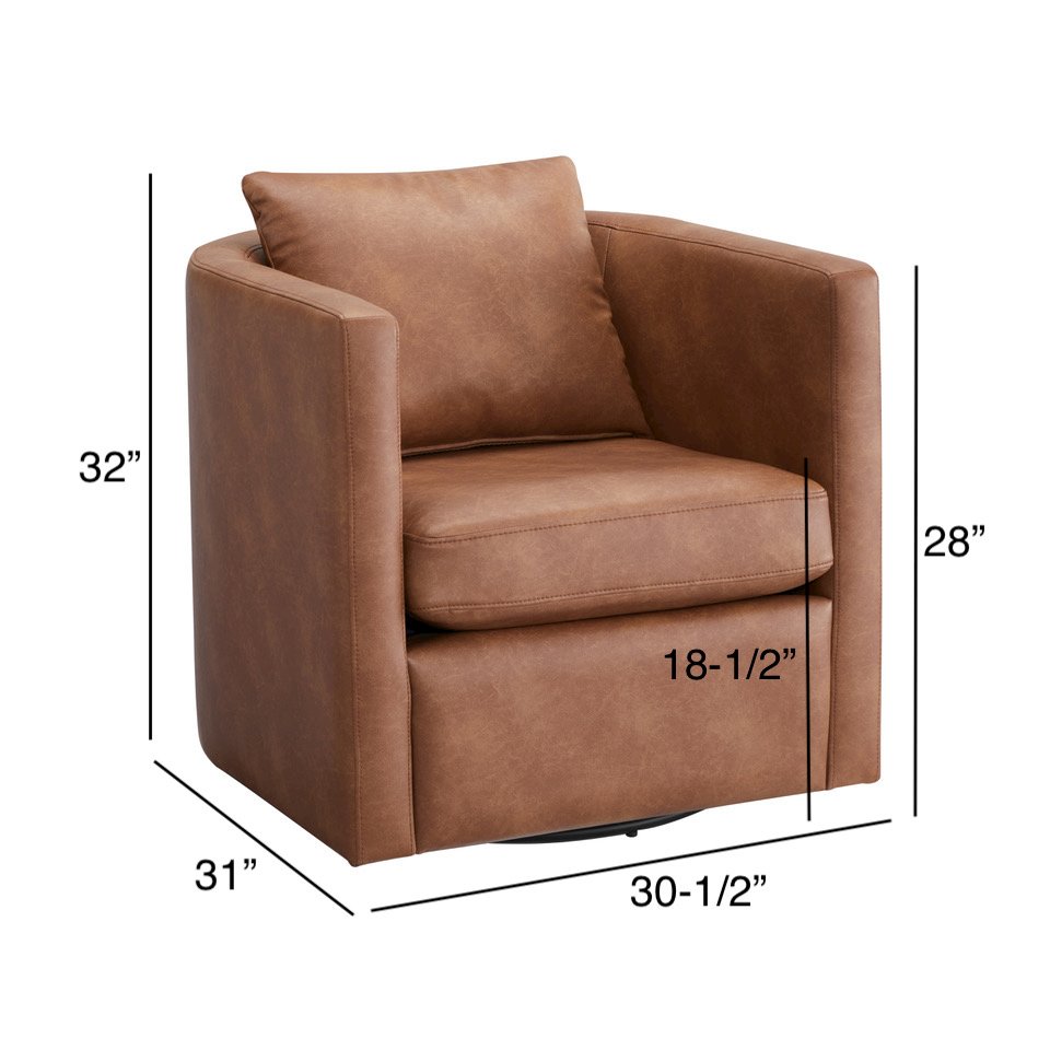 Sheldon Saddle Faux Leather Swivel Barrel Chair. Picture 19