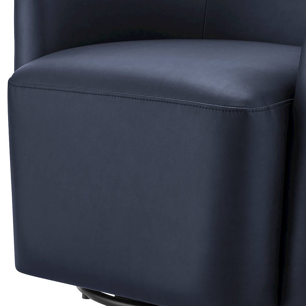 Amhurst Midnight Blue Faux Leather Swivel Barrel Chair. Picture 6