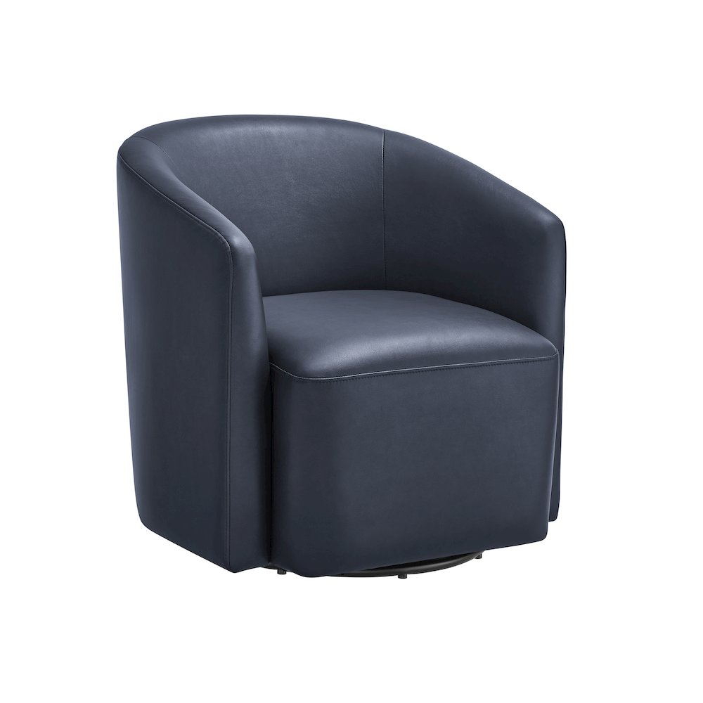 Amhurst Midnight Blue Faux Leather Swivel Barrel Chair. Picture 9