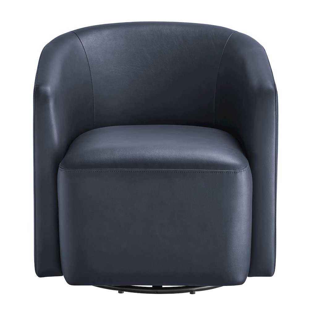 Amhurst Midnight Blue Faux Leather Swivel Barrel Chair. Picture 2