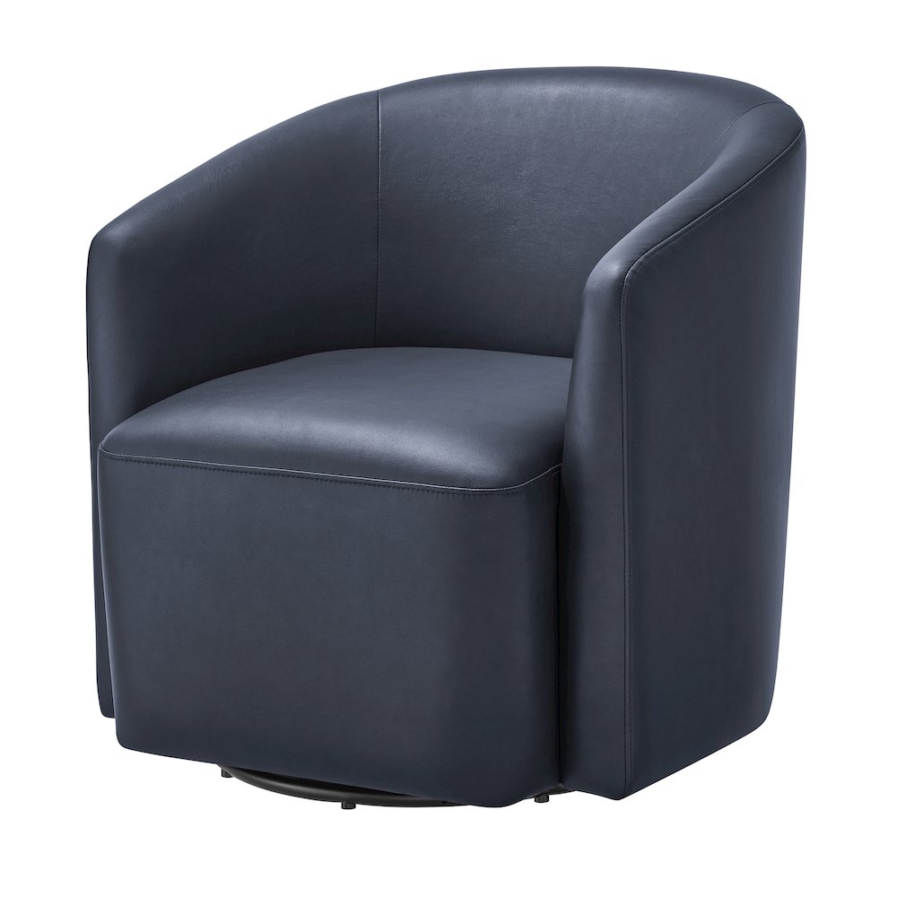 Amhurst Midnight Blue Faux Leather Swivel Barrel Chair. Picture 13