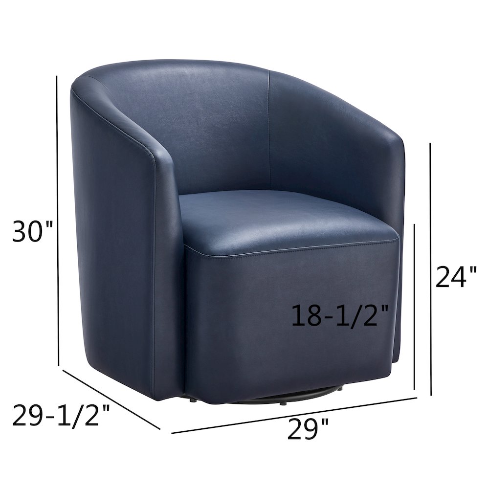 Amhurst Midnight Blue Faux Leather Swivel Barrel Chair. Picture 16