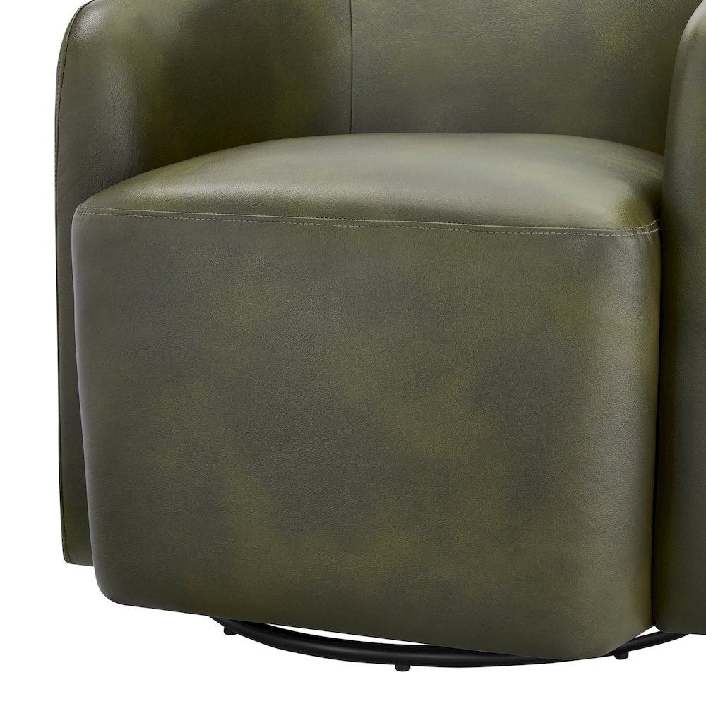 Amhurst Fern Green Faux Leather Swivel Barrel Chair. Picture 4