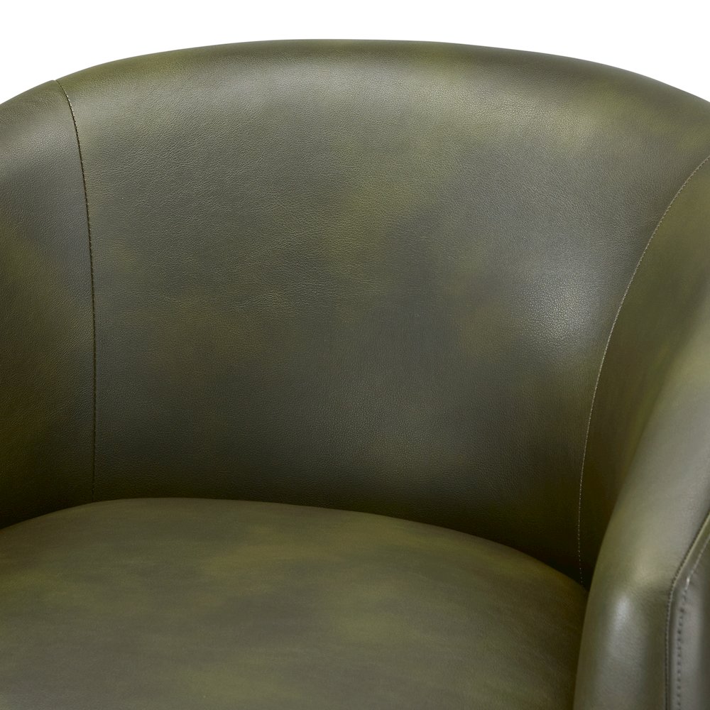 Amhurst Fern Green Faux Leather Swivel Barrel Chair. Picture 5