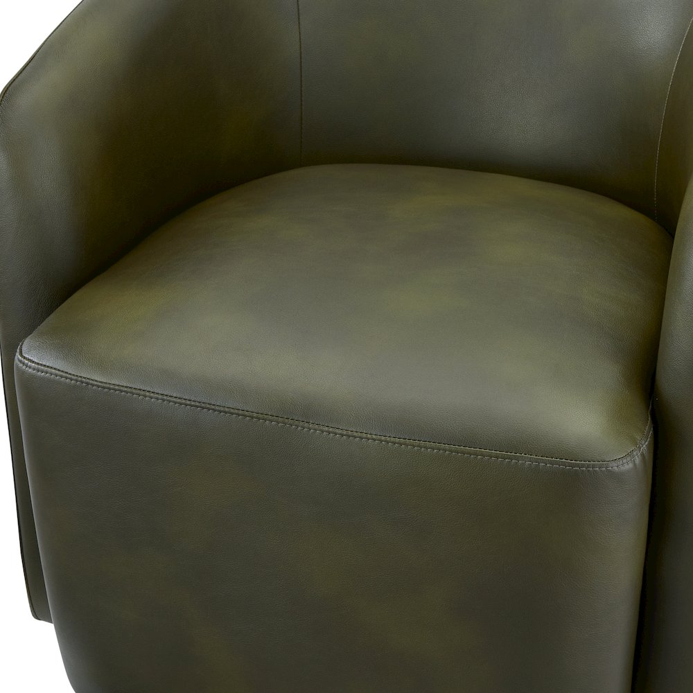 Amhurst Fern Green Faux Leather Swivel Barrel Chair. Picture 6