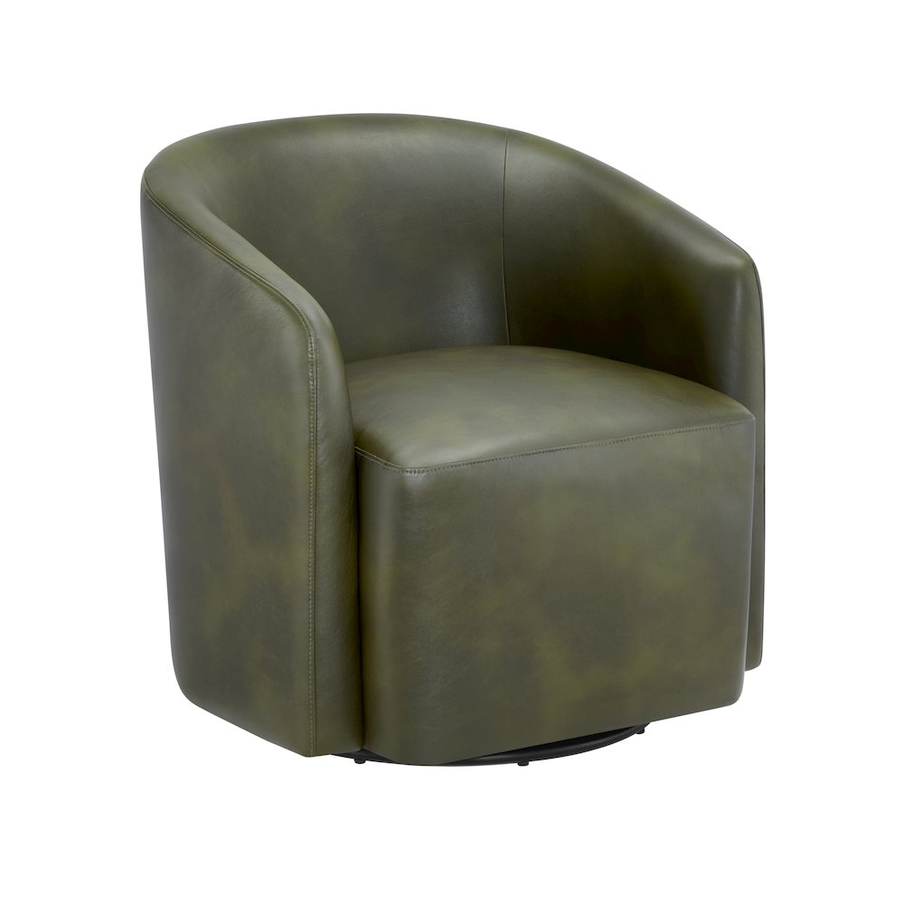 Amhurst Fern Green Faux Leather Swivel Barrel Chair. Picture 9