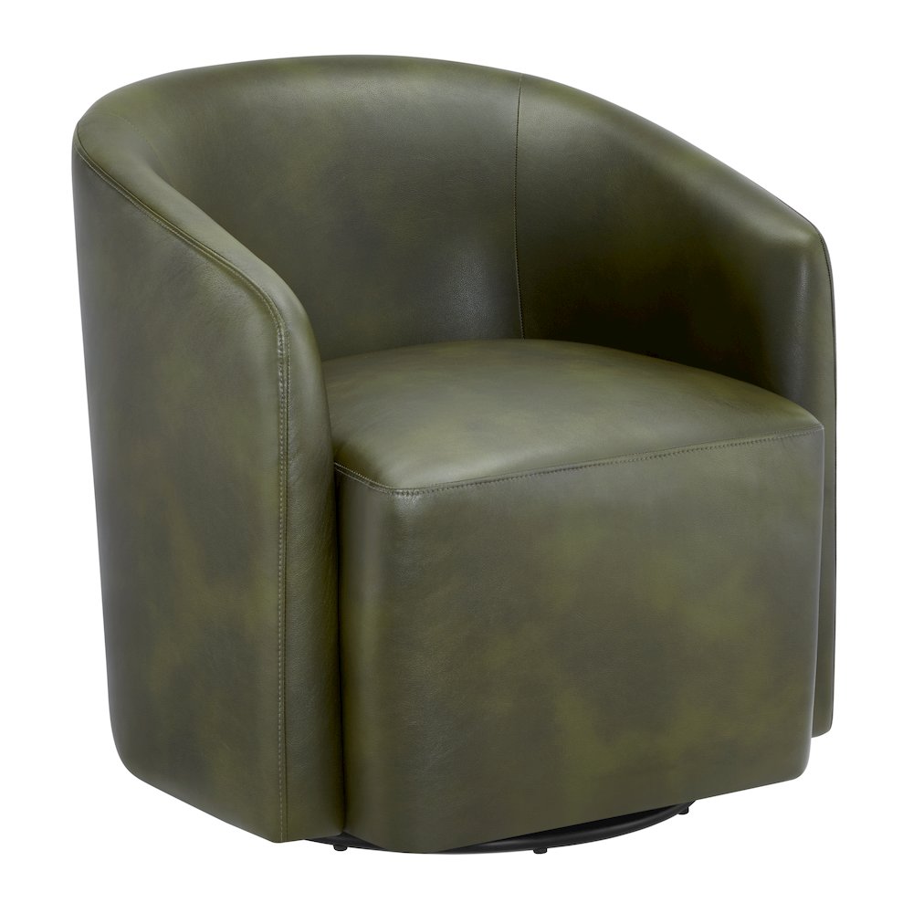 Amhurst Fern Green Faux Leather Swivel Barrel Chair. Picture 1