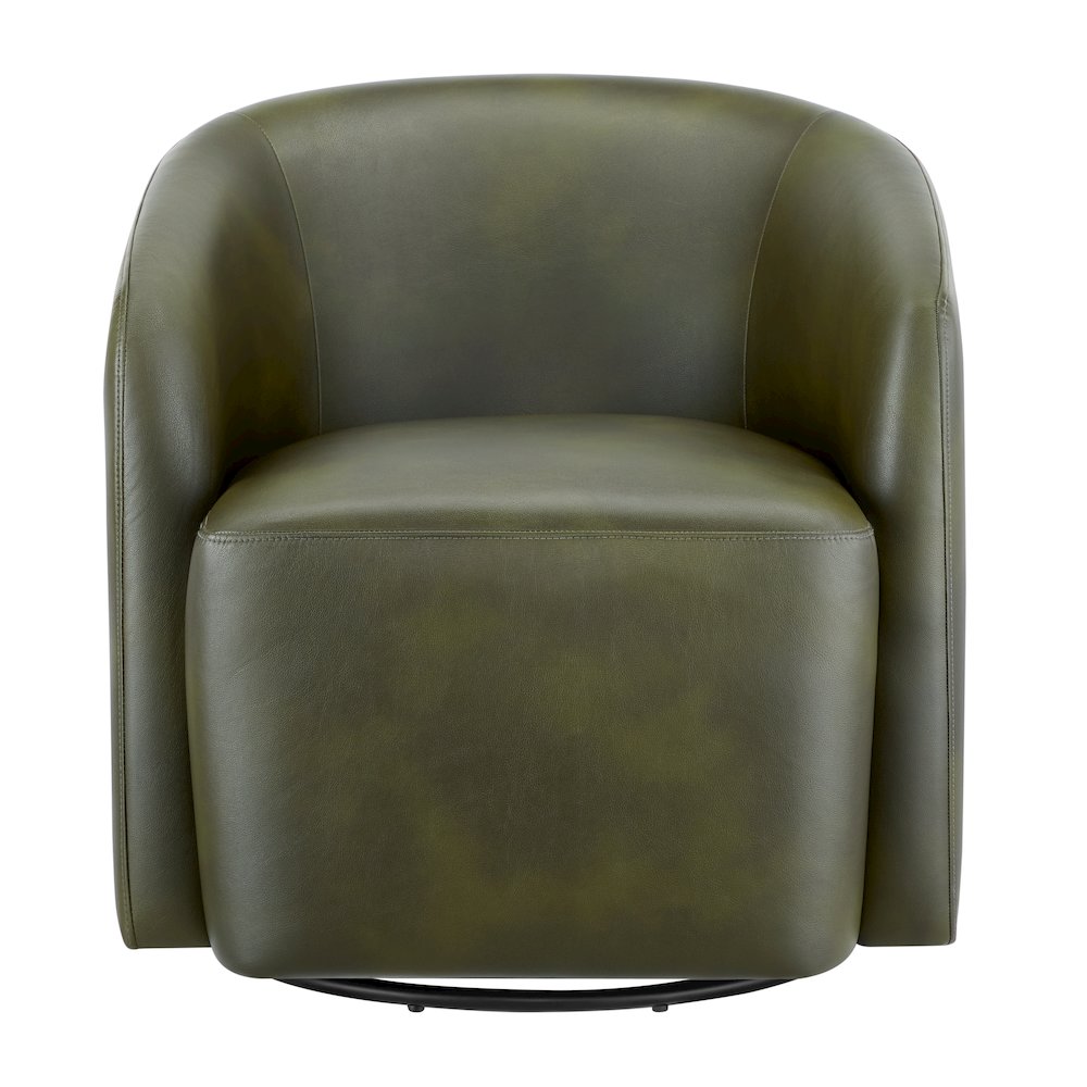 Amhurst Fern Green Faux Leather Swivel Barrel Chair. Picture 2